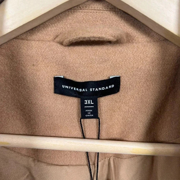 Universal Standard New Tailored Coat Size 3XL Camel Brown Neutral Wool Blend - Picture 3 of 13